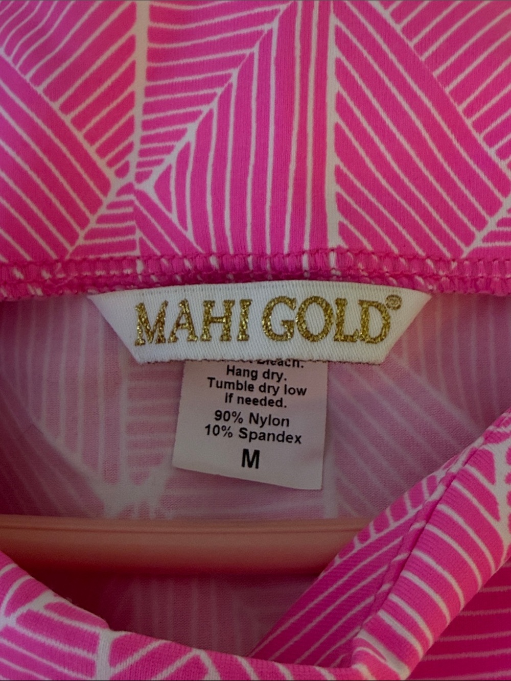 Mahi Gold Pink &  White Short Docksider Dress in Nylon & Spandex Size M - Picture 5 of 6